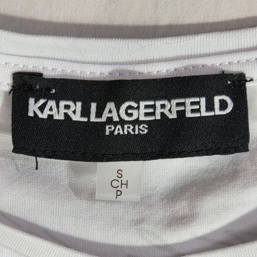 NWOT KARL LAGERFELD PARIS Women's OUI X3 Logo Detail T-shirt - Picture 3 of 5
